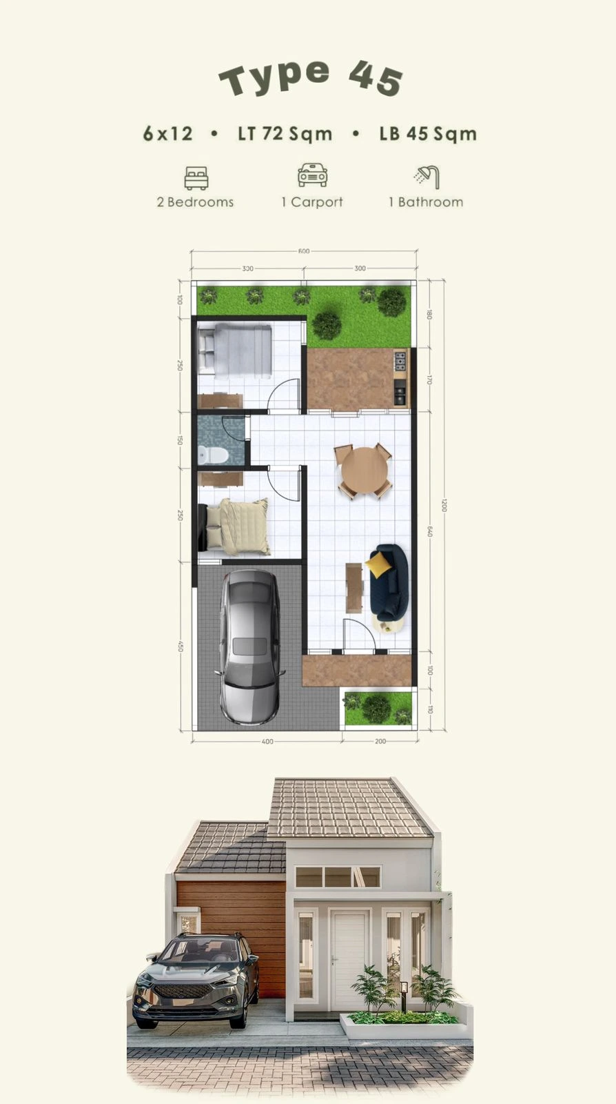 Denah Arsitektur Tipe 45/72
